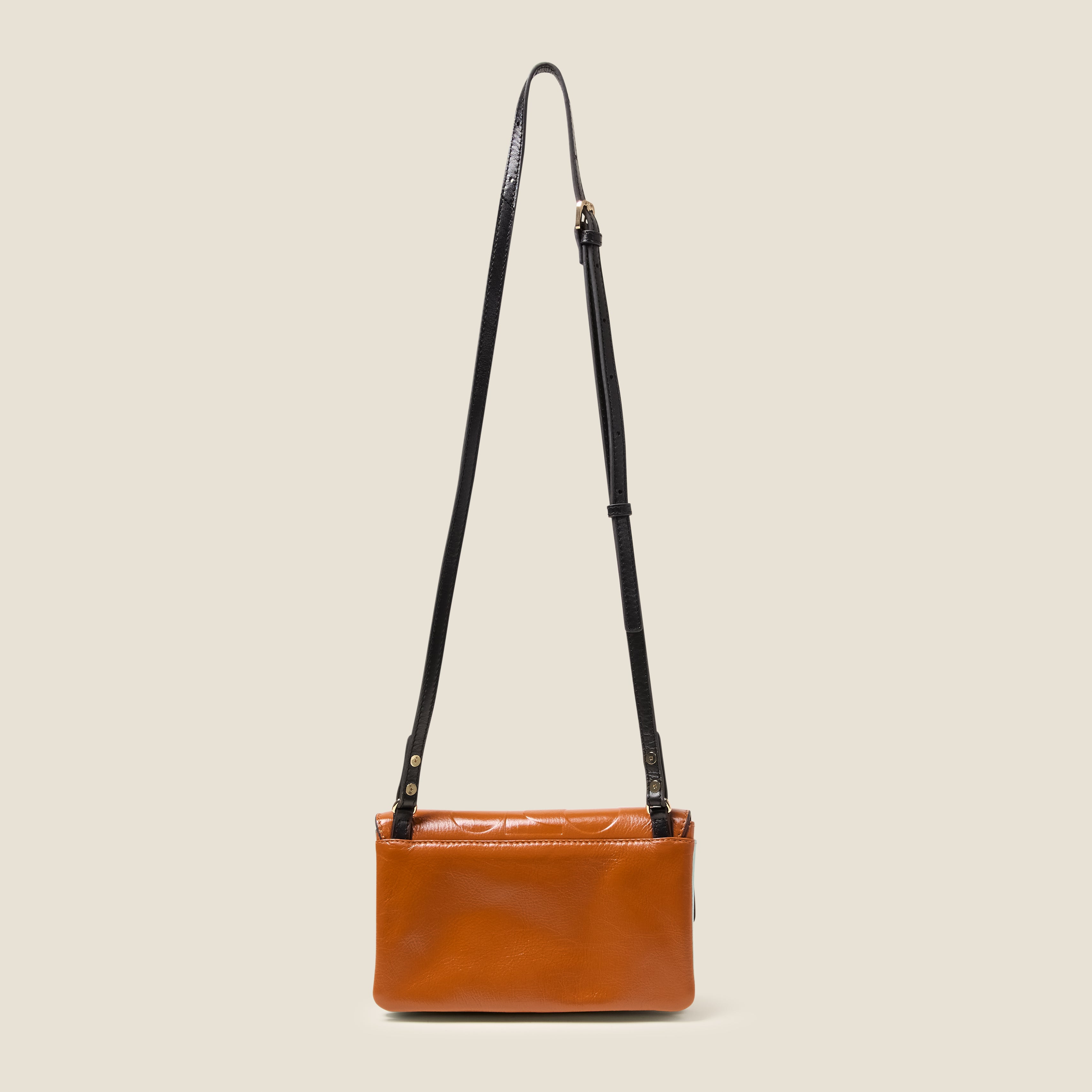 Flap Folio Leather Crossbody Bag - OK Colourblock Sienna