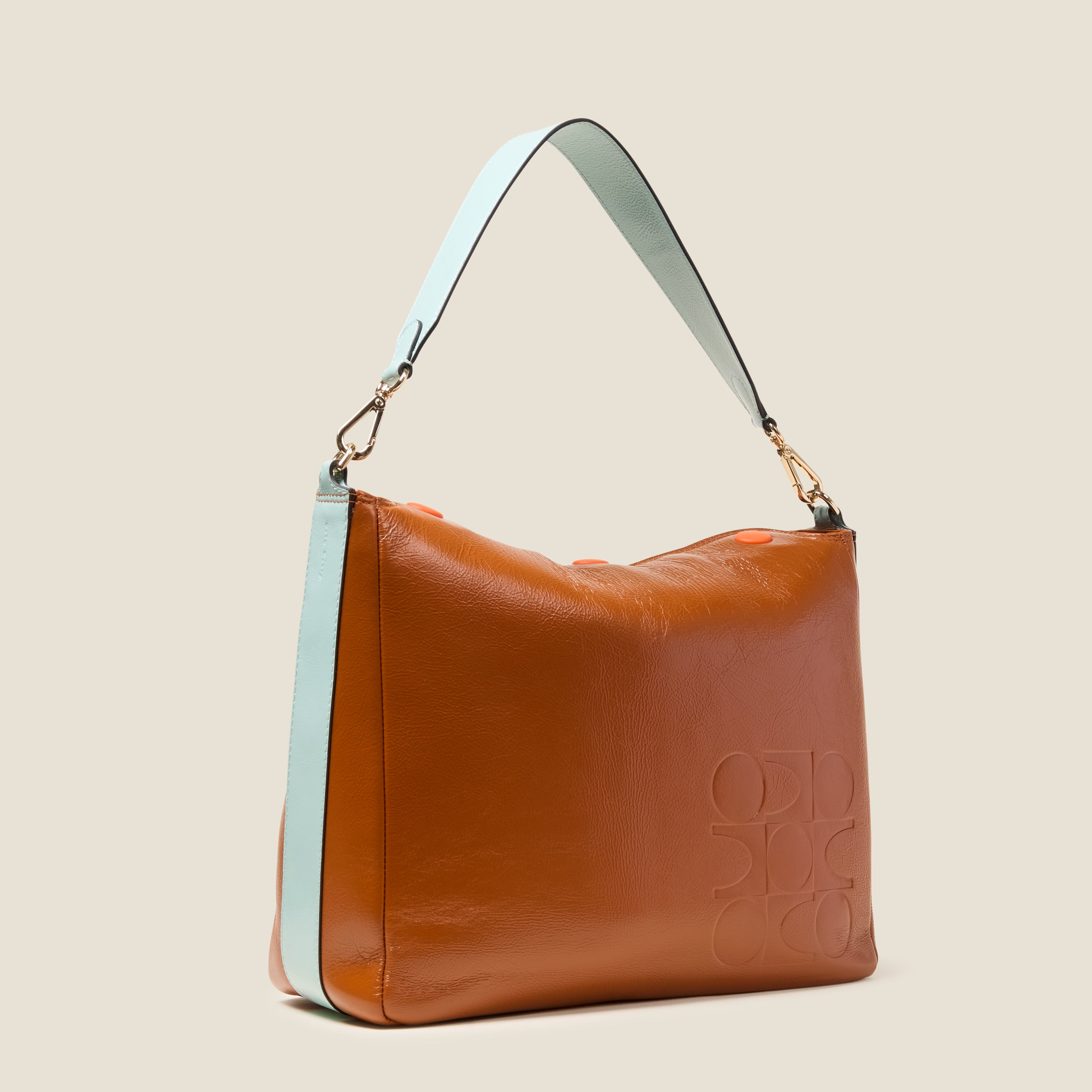 Large Softie Leather Shoulder Bag - OK Colourblock Sienna
