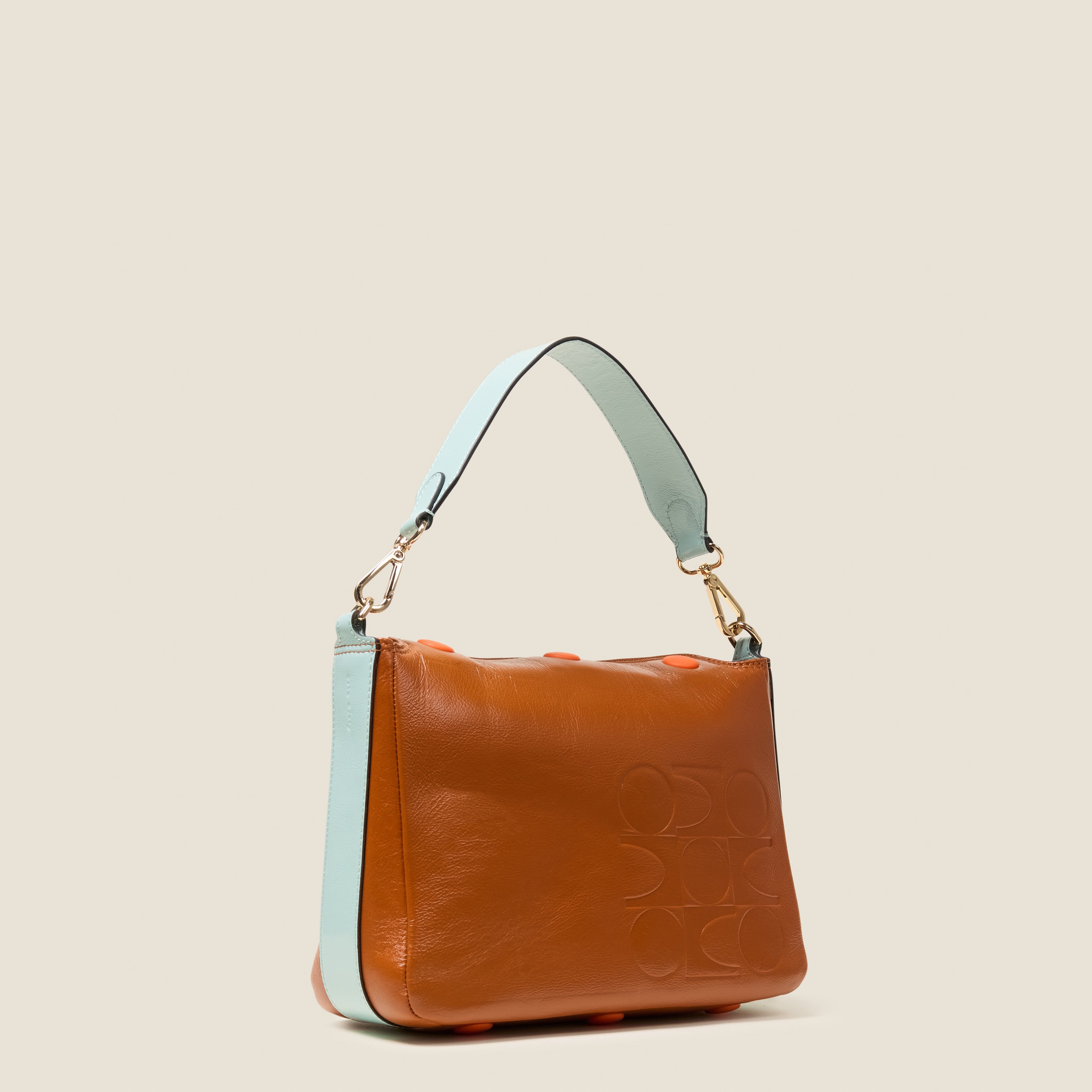 Small Softie Leather Shoulder Bag - OK Colourblock Sienna