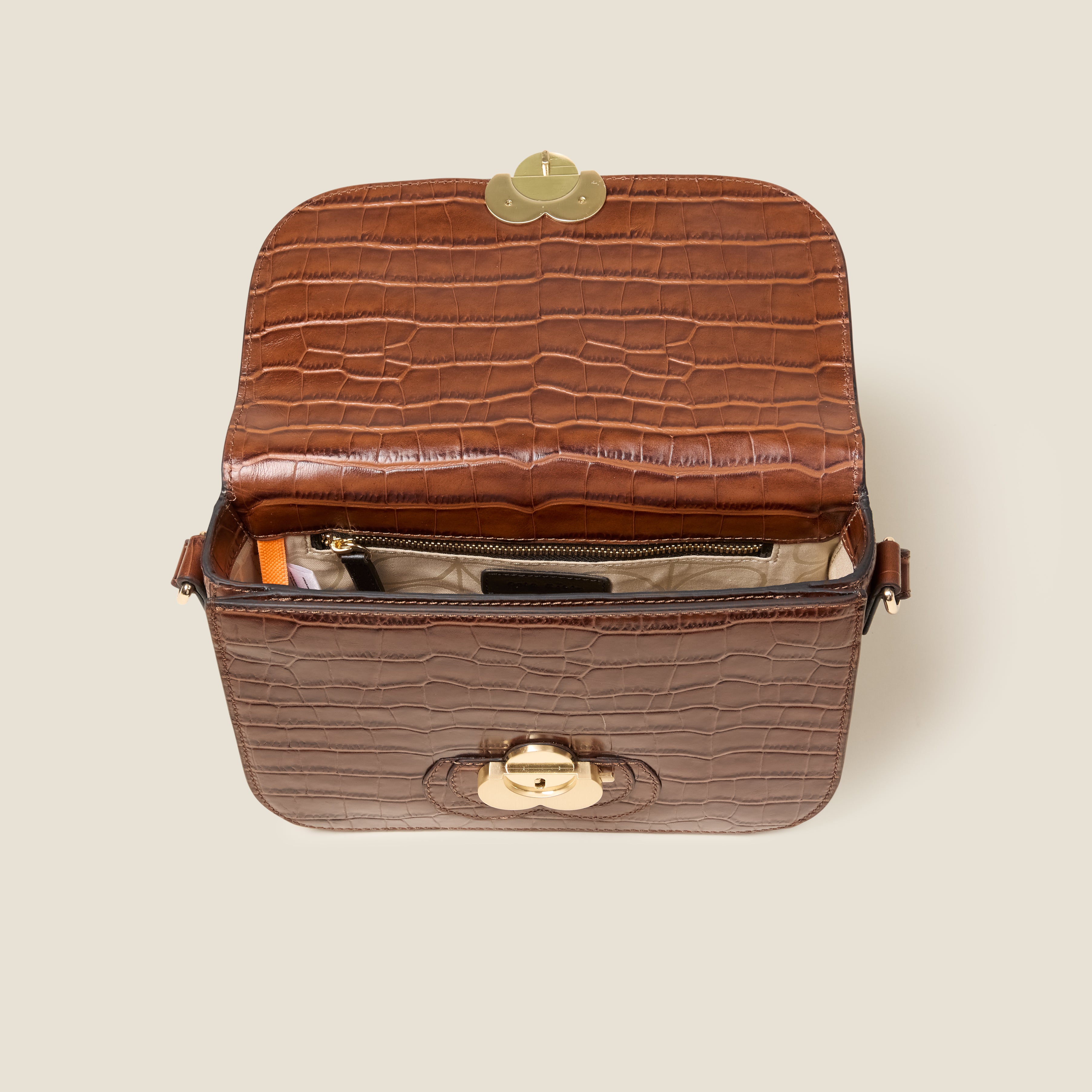 Eclipse Leather Crossbody Bag - Flower Applique Croc