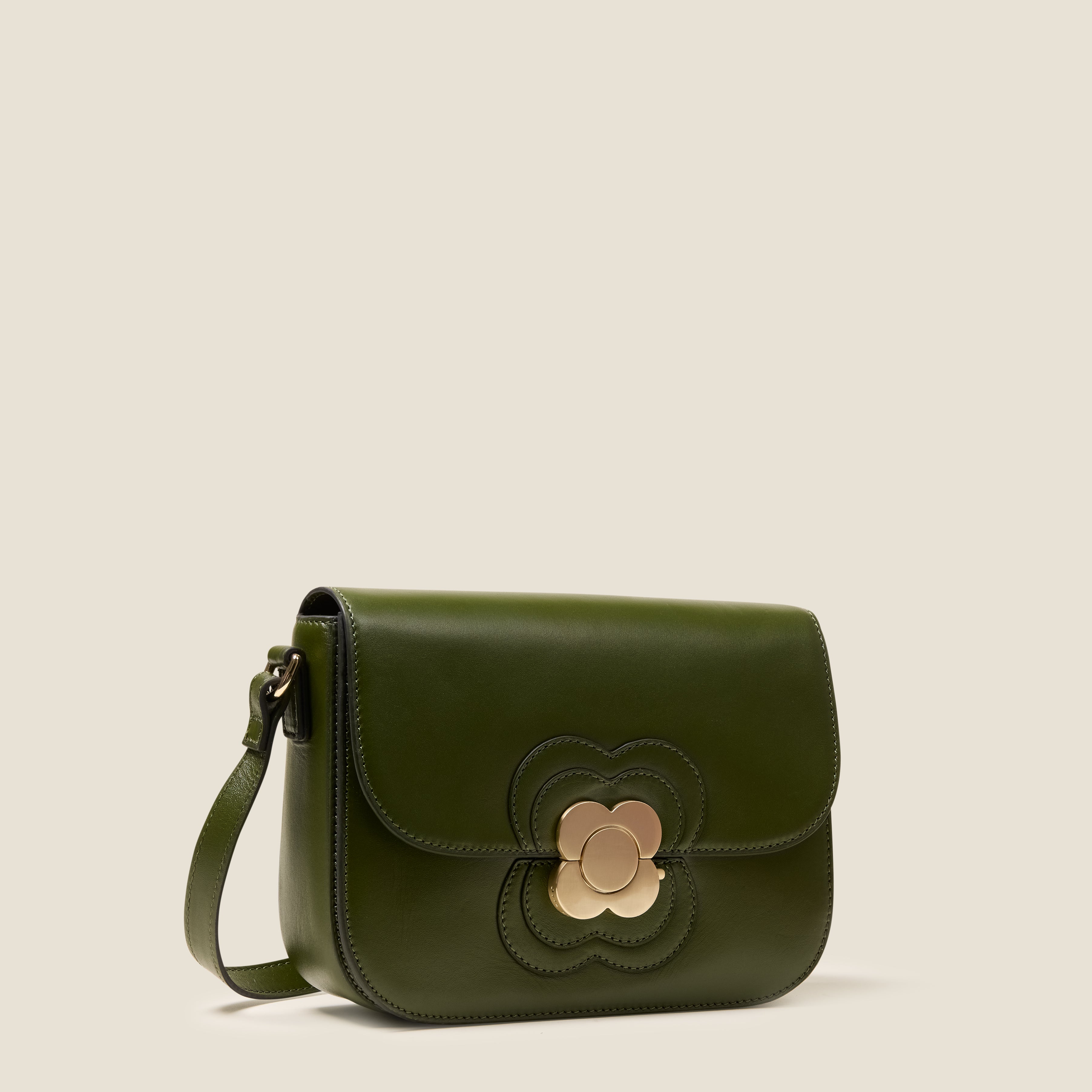 Eclipse Leather Crossbody Bag - Flower Applique Forest