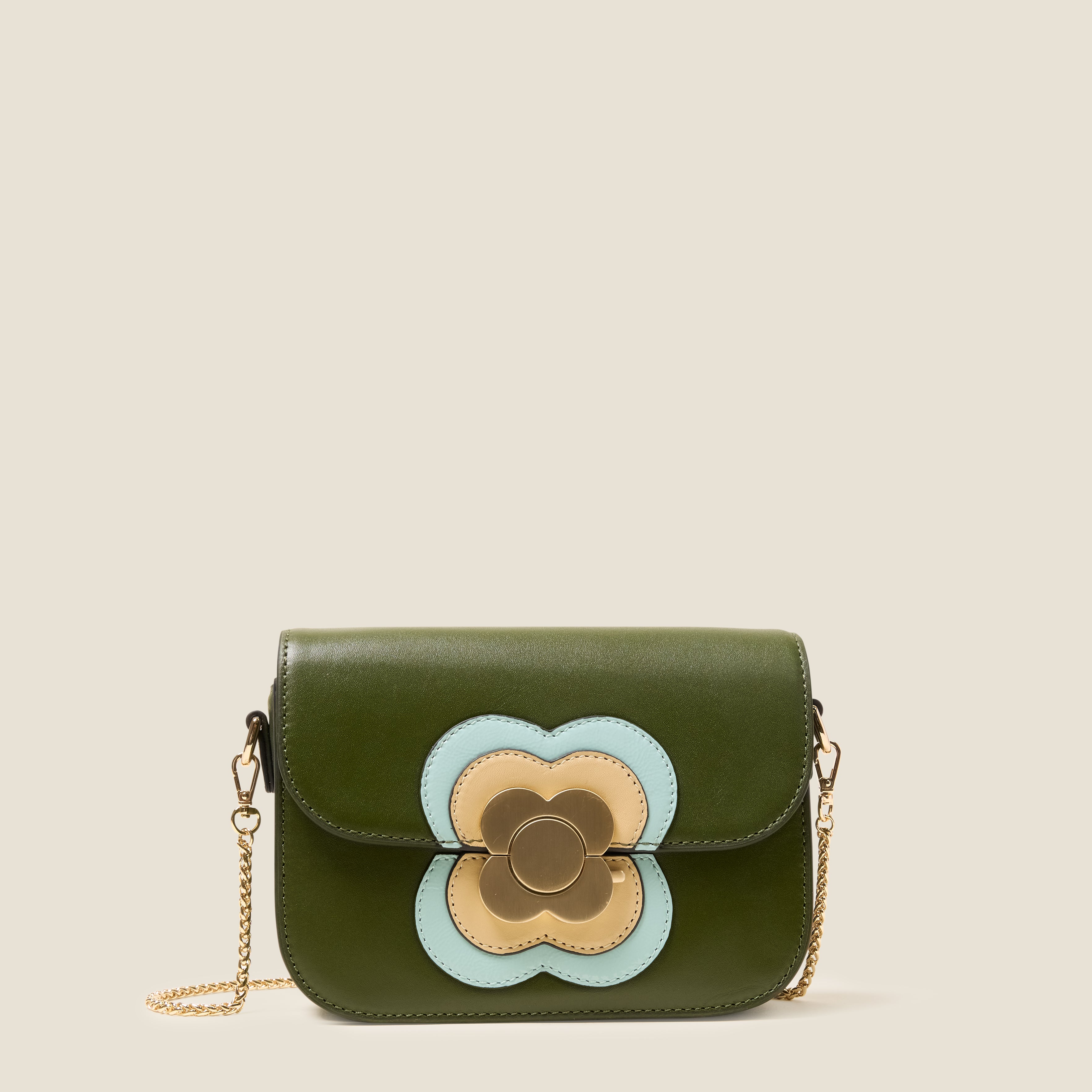 Mini Eclipse Leather Crossbody Bag - Flower Applique Forest
