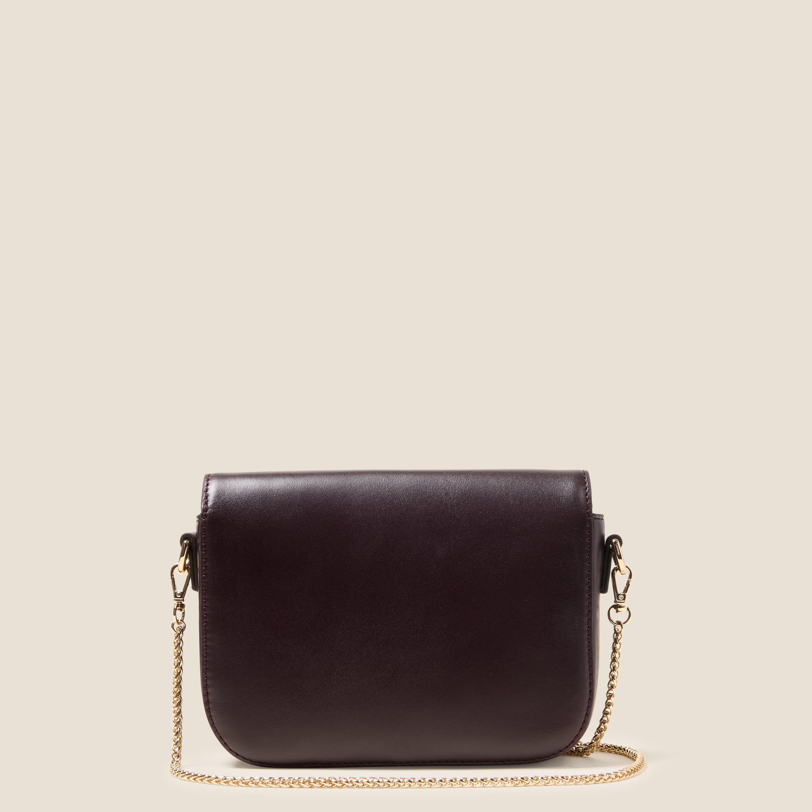 Mini Eclipse Leather Crossbody Bag - Flower Applique Burgundy