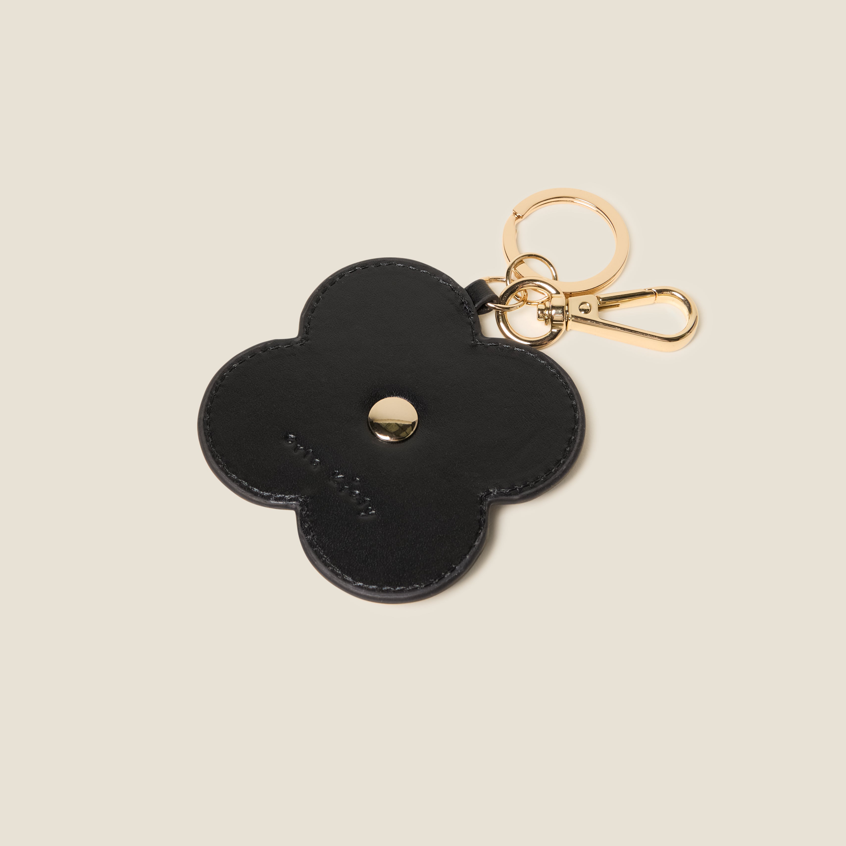 Layered Flower Leather Key Ring - Flower Applique Forest