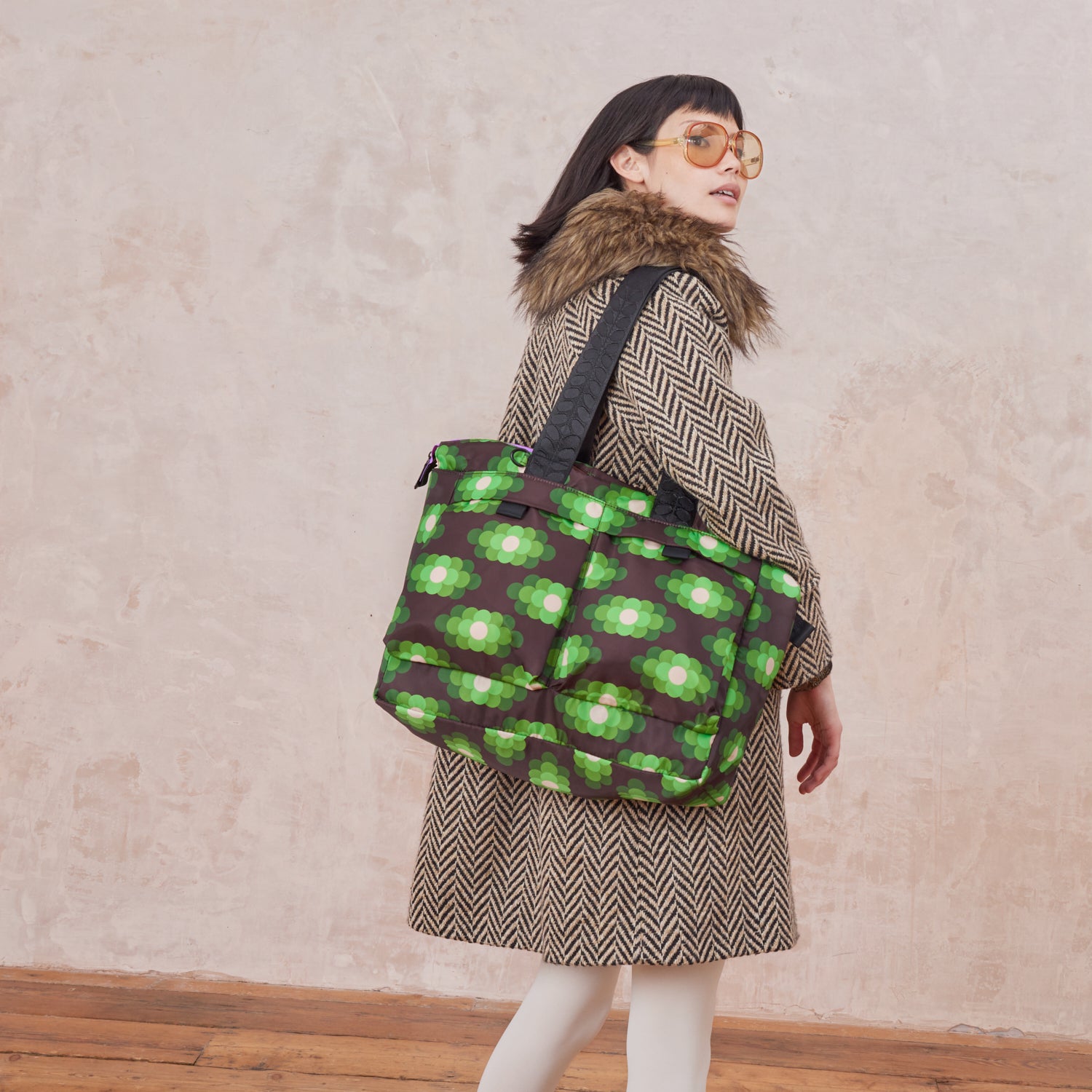 Axis Tote Bag - Flower Haze Neon Green