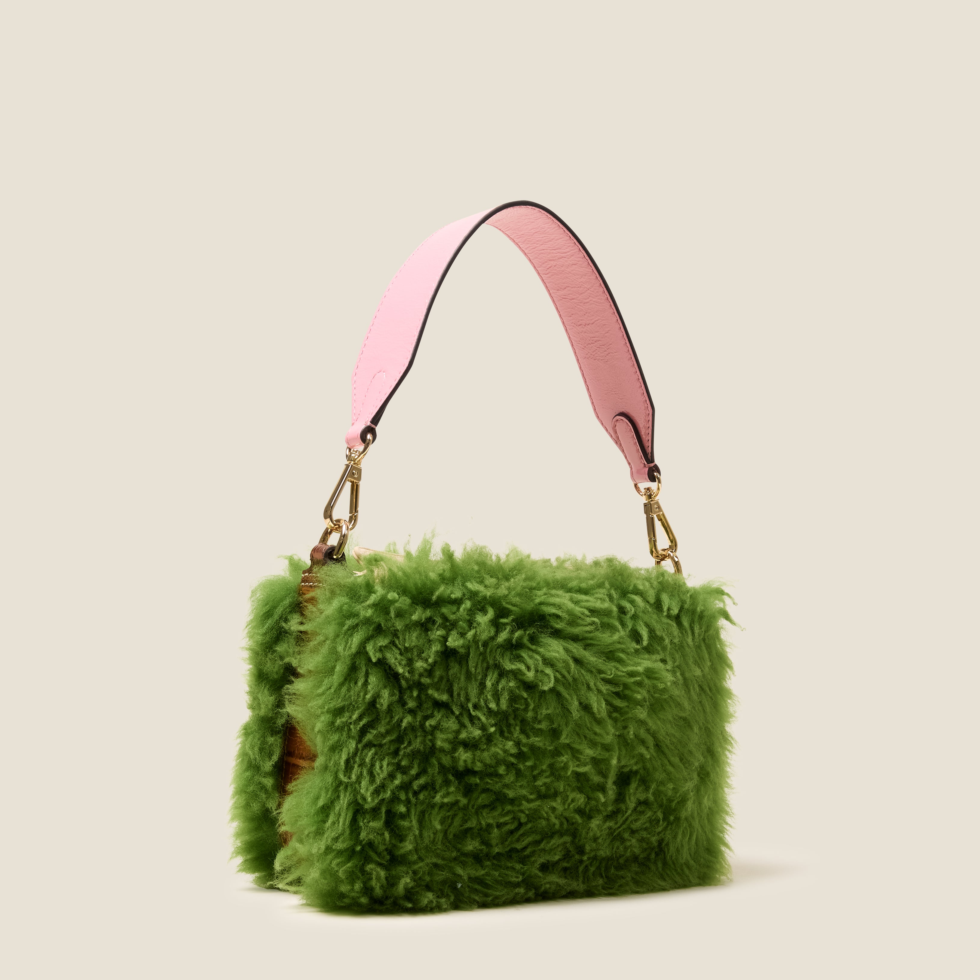 Mini Softie Leather Crossbody Bag - Sheepskin Colourblock Green
