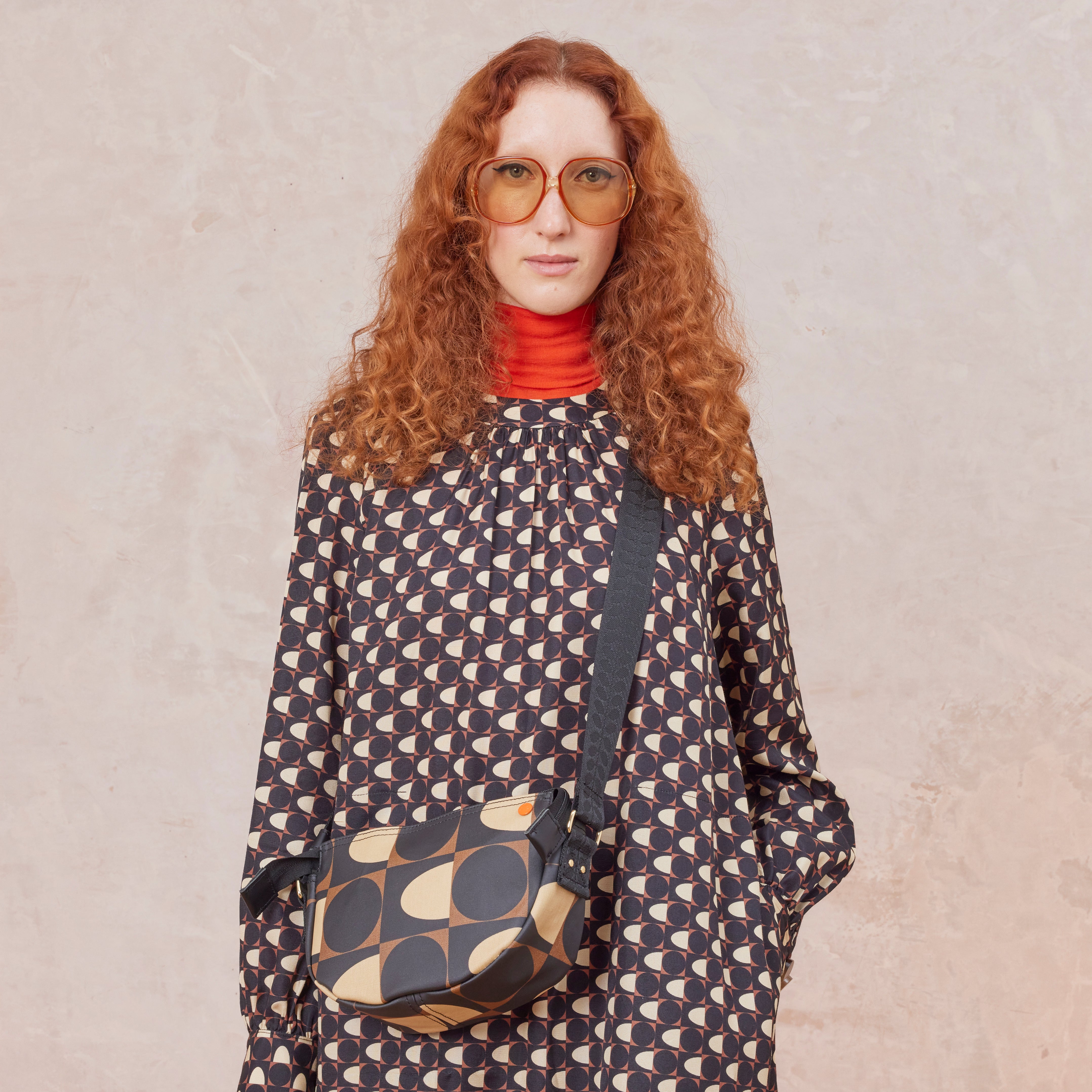 Mini Rounder Crossbody - Spot Square Mocha