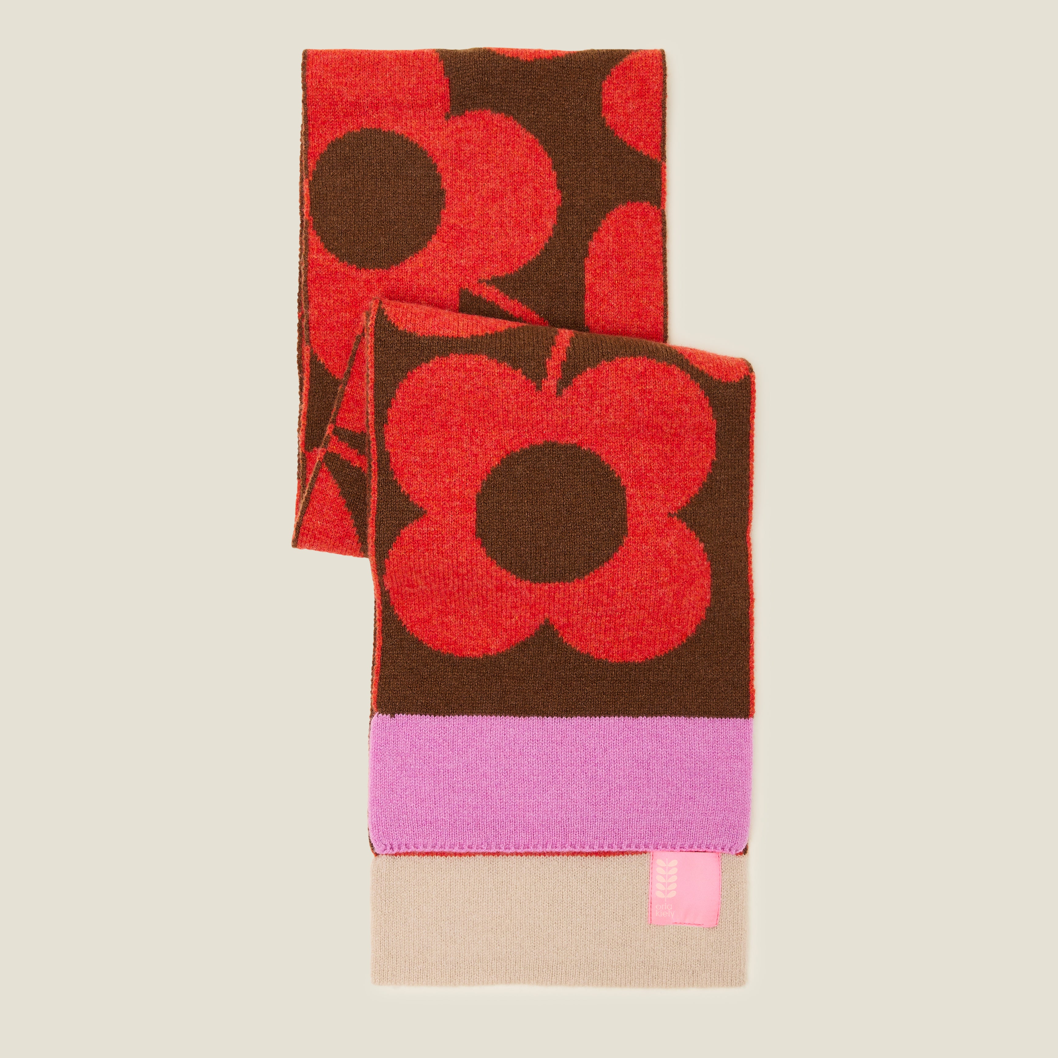 Stem Sprig Wool Scarf - Orange Sienna