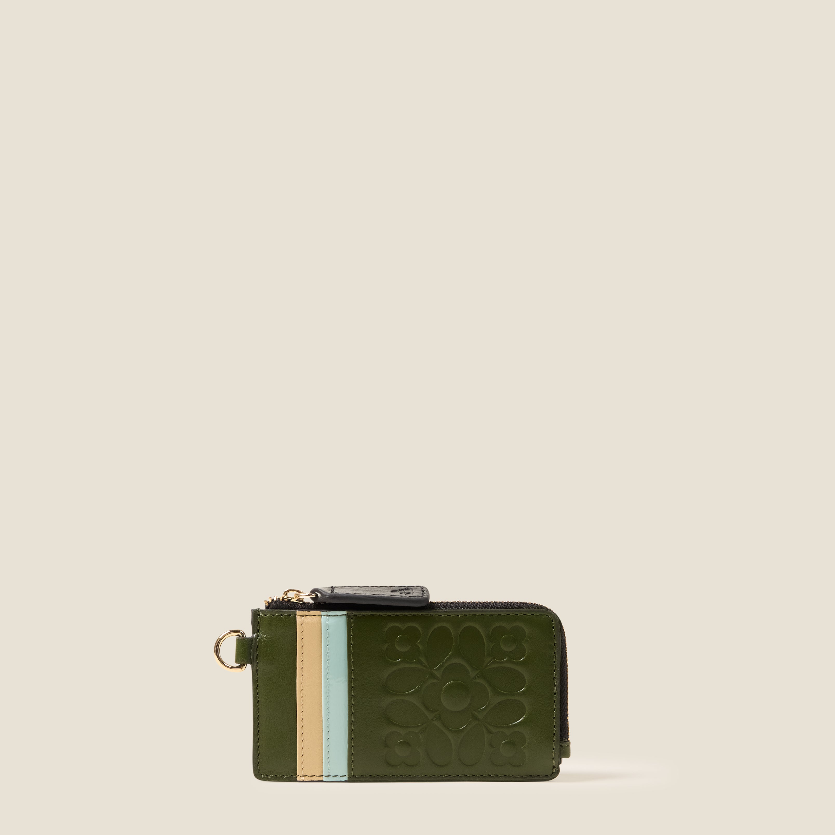 Frieda Leather Card Purse - Tile Emboss Forest