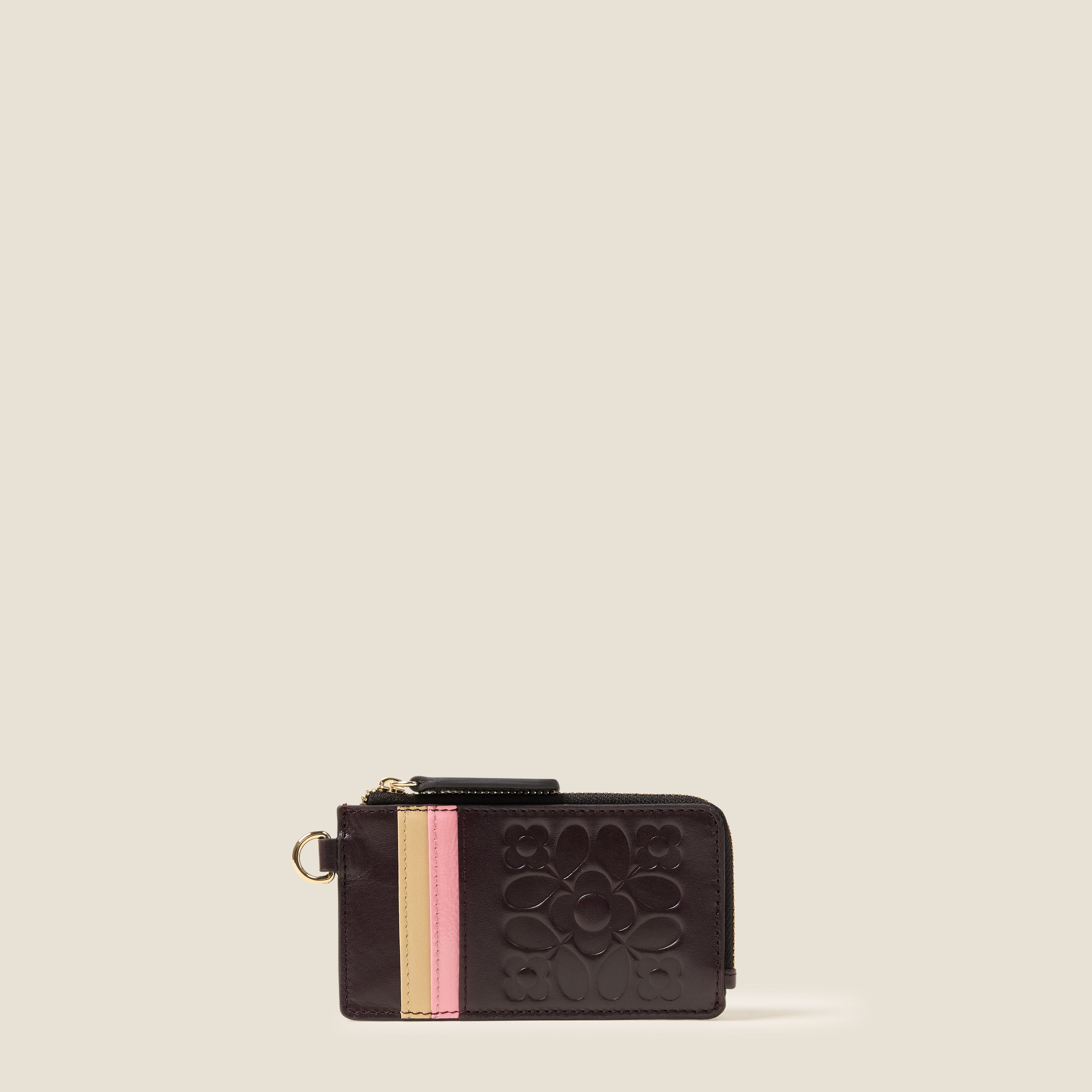 Frieda Leather Card Purse - Tile Emboss Burgundy