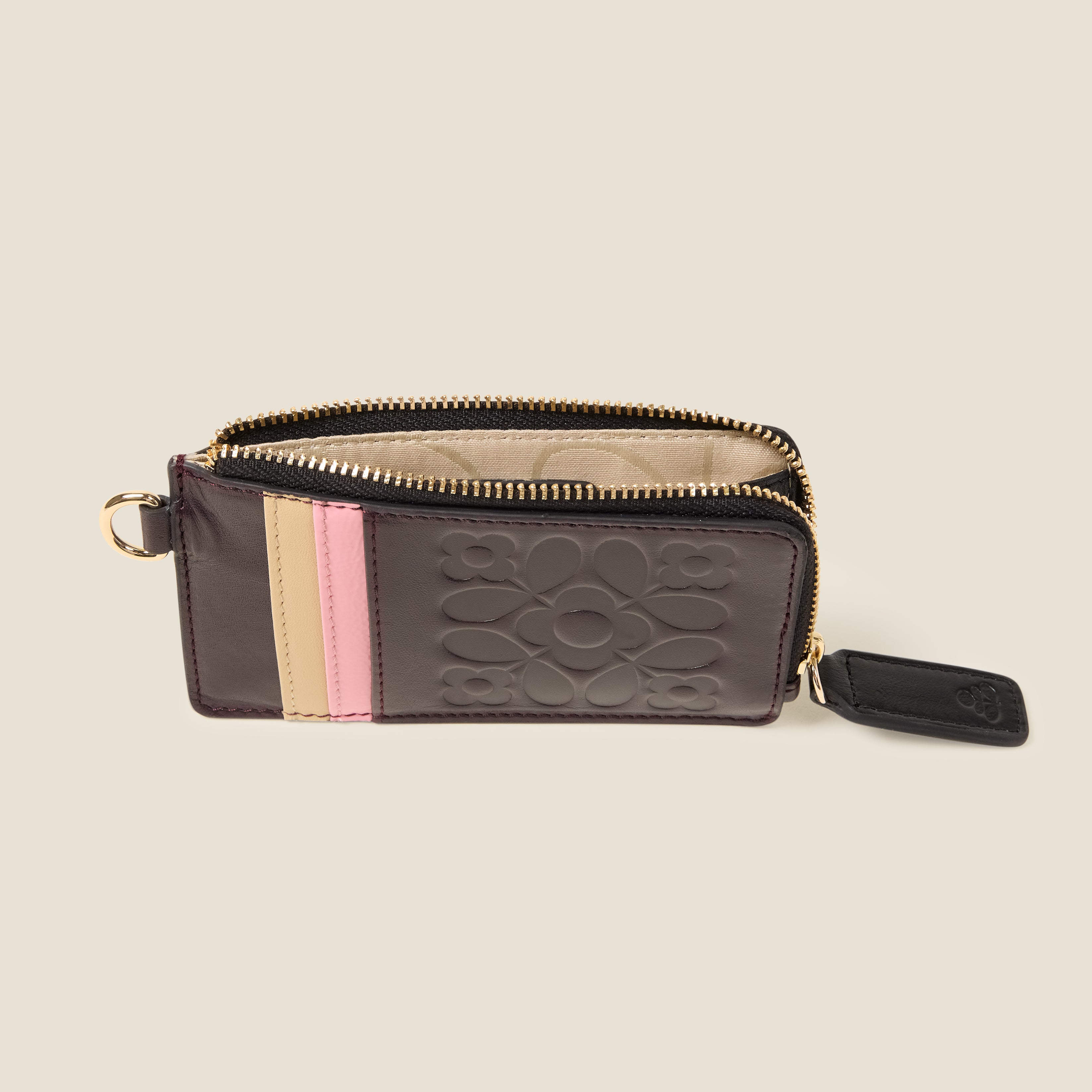 Frieda Leather Card Purse - Tile Emboss Burgundy