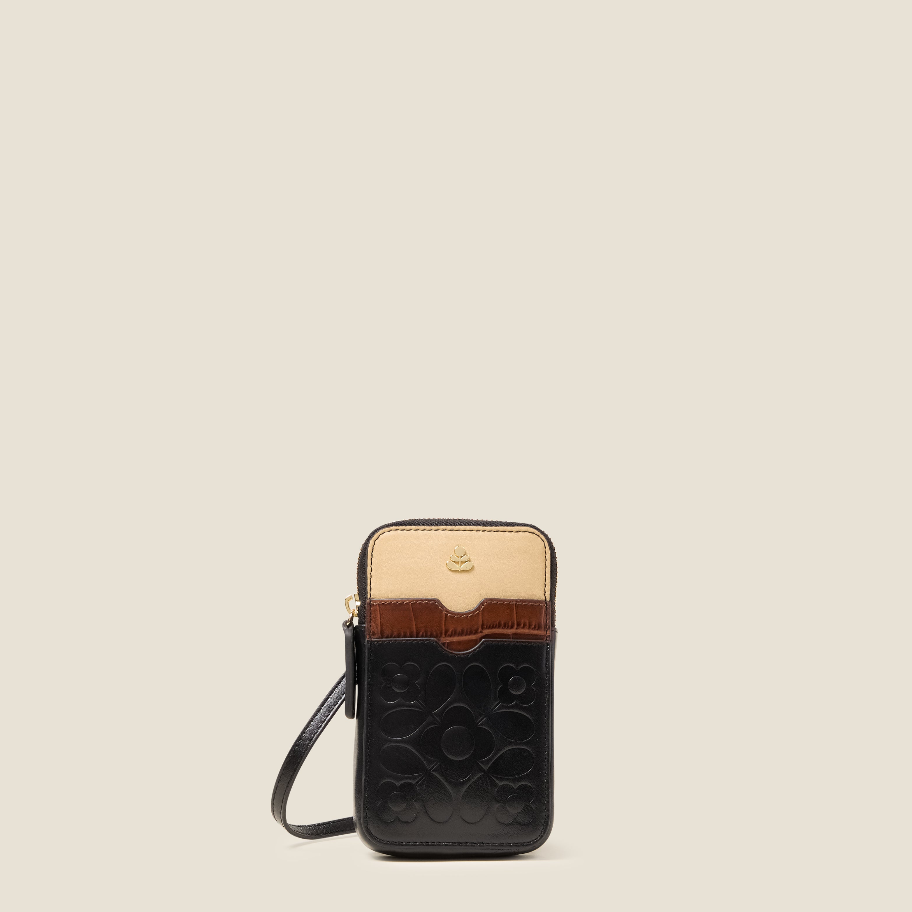 Ariel Leather Phone Case - Tile Emboss Black