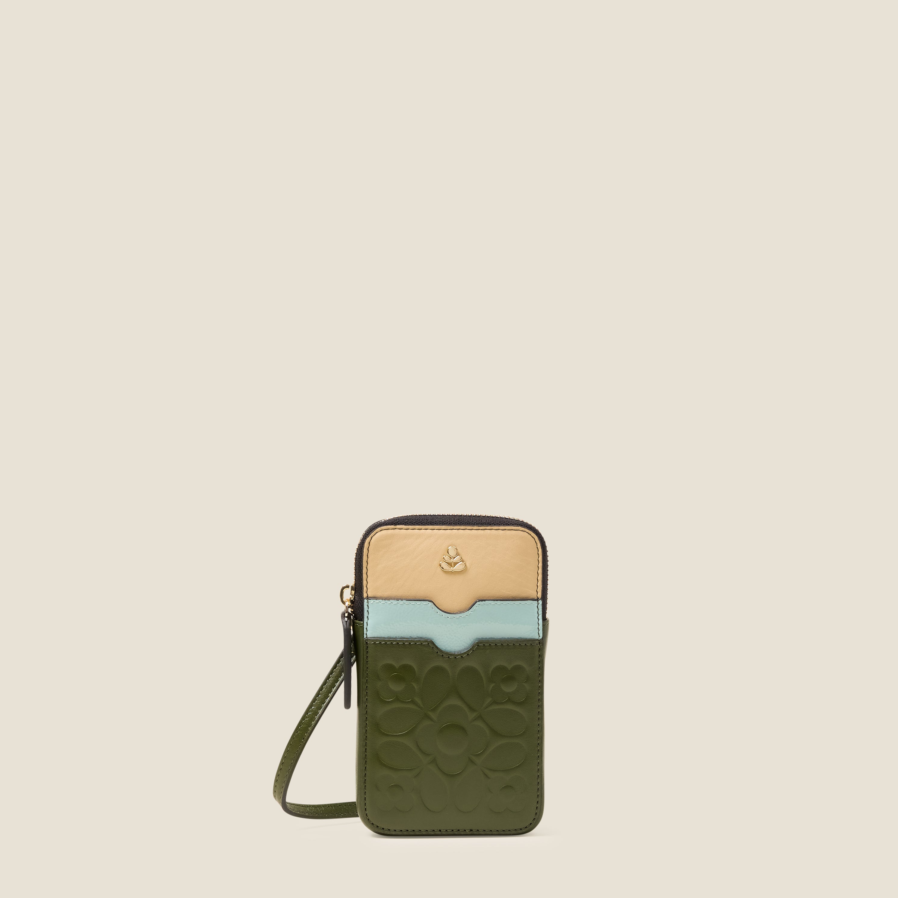 Ariel Leather Phone Case - Tile Emboss Forest