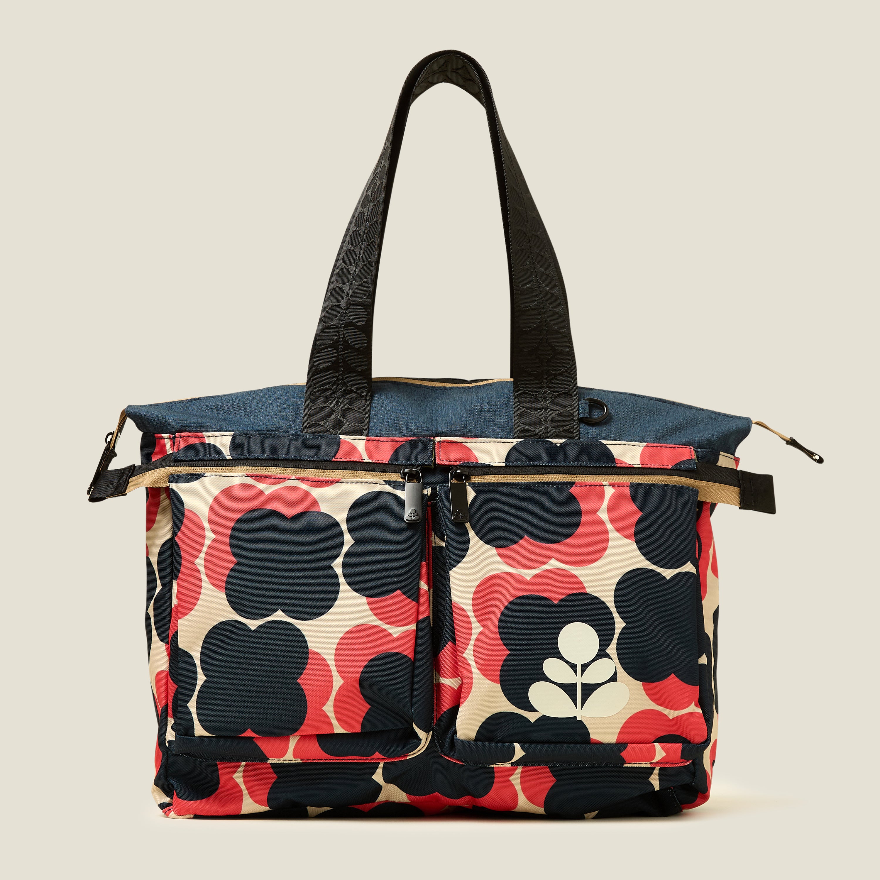 Axis Tote - Floating Flower Navy Red