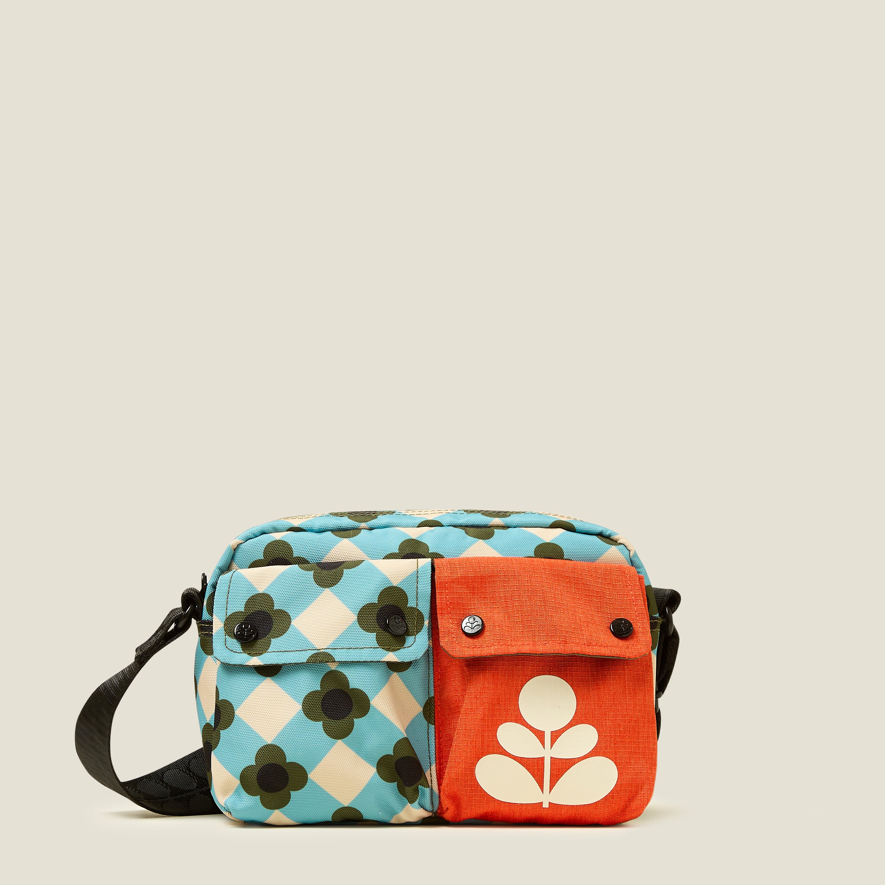 Angle Camera Bag - Flower Check Ziggurat