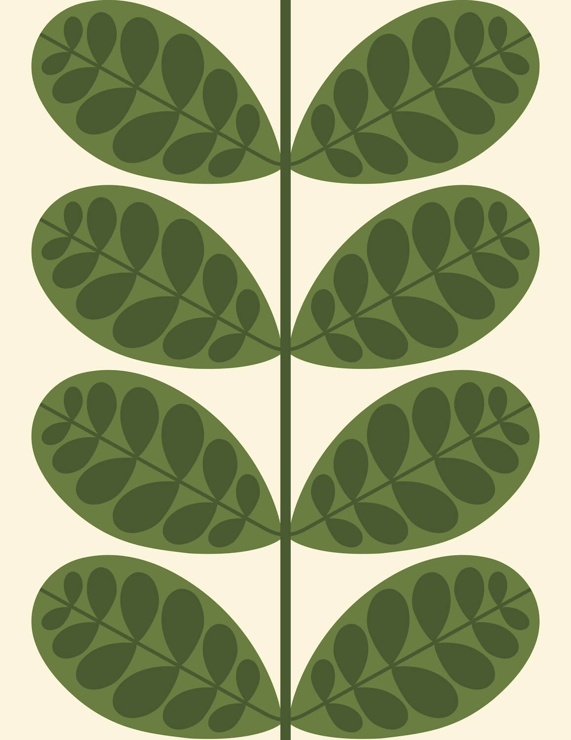Botanica Wallpaper in Green Artwork by Orla Kiely