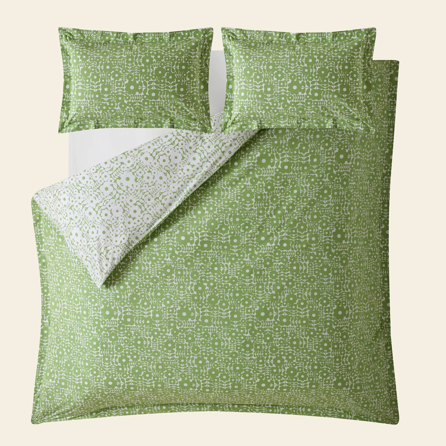 Criss Cross Stem Bed Linen Set - Basil Green