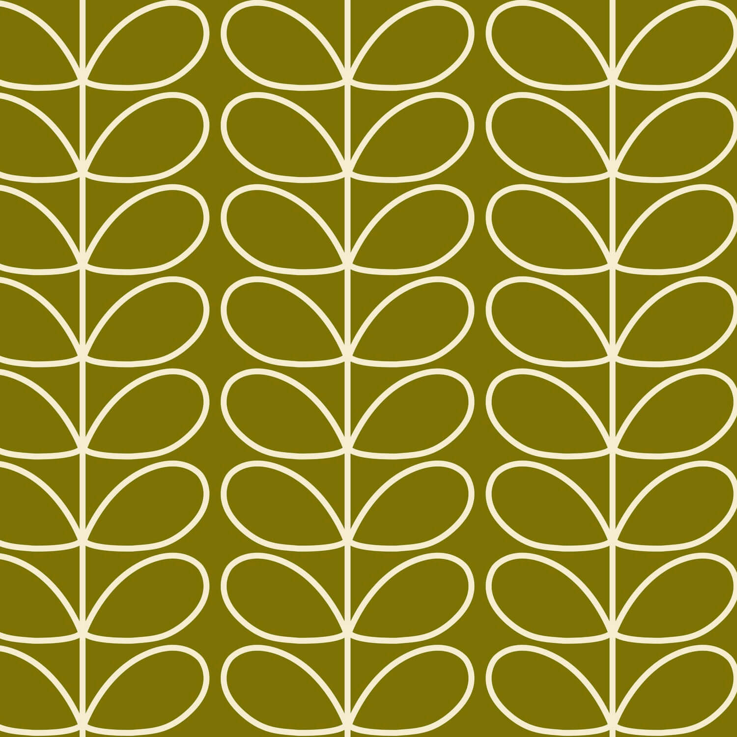Linear Stem Seagrass Wallpaper in Green Artwork by Orla Kiely