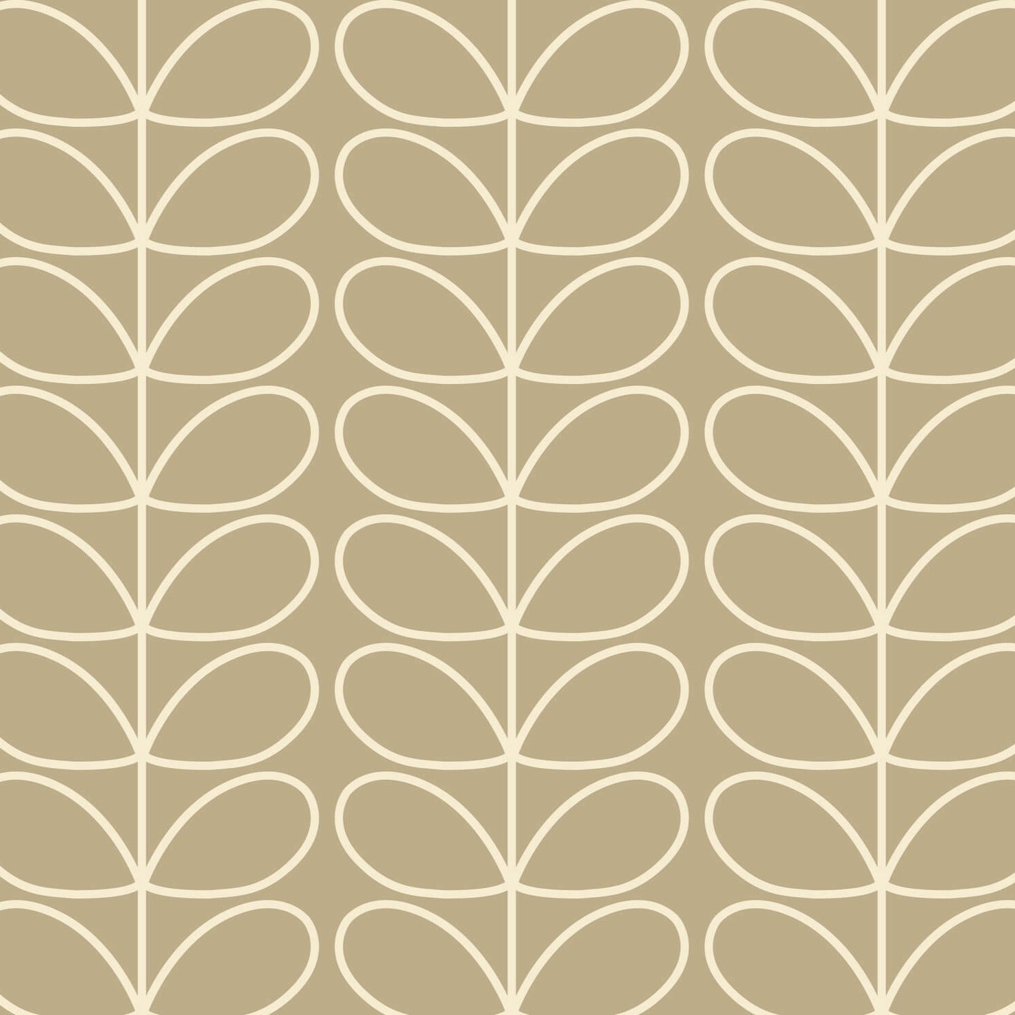Linear Stem Stone Wallpaper in Beige Artwork by Orla Kiely
