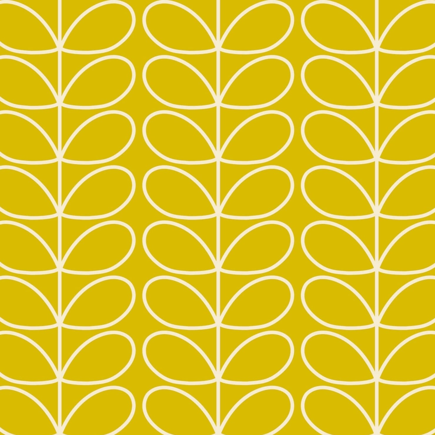 Linear Stem Sunflower Wallpaper in Yellow Artwork by Orla Kiely