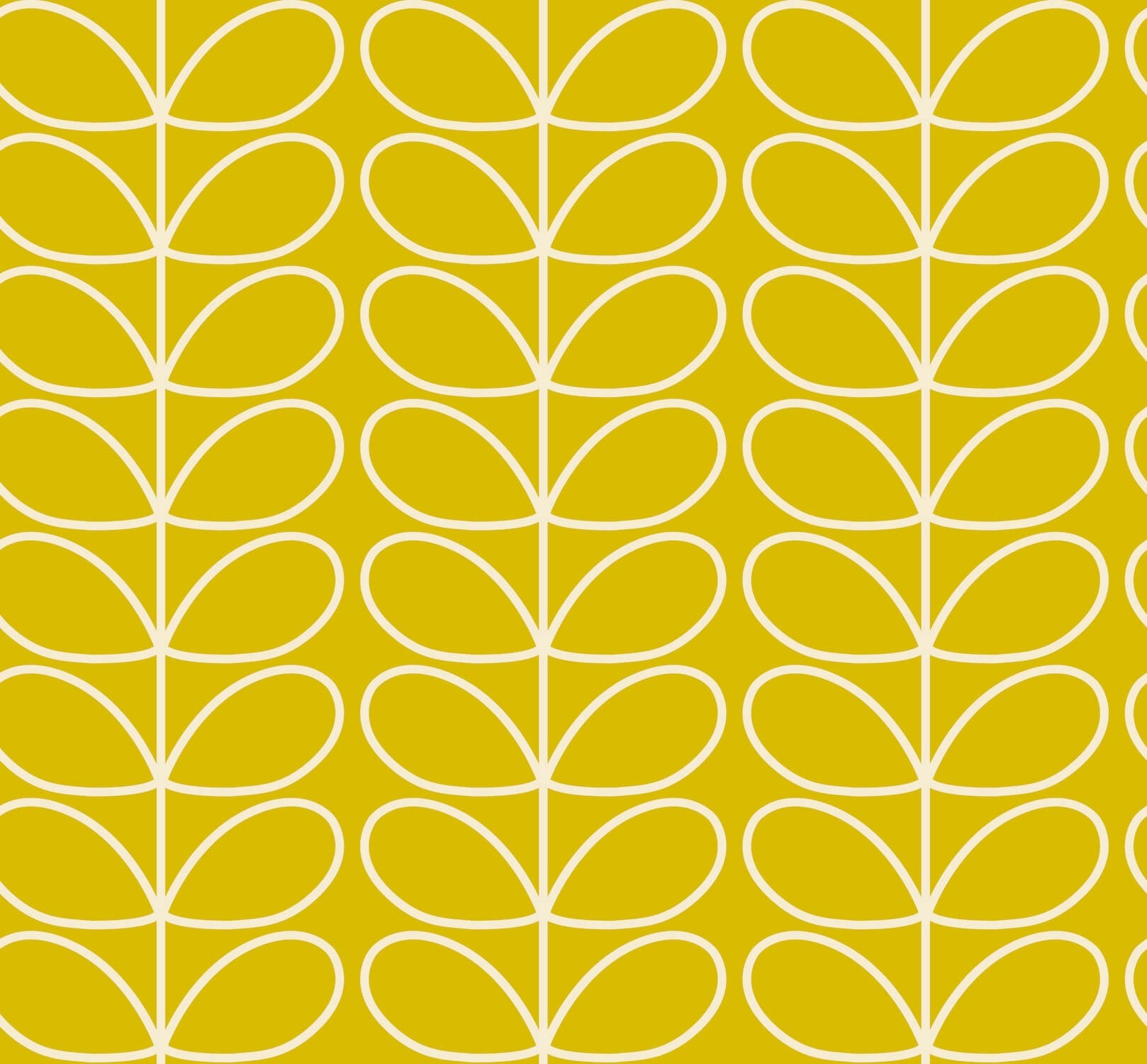 Linear Stem Sunflower Wallpaper in Yellow Artwork by Orla Kiely