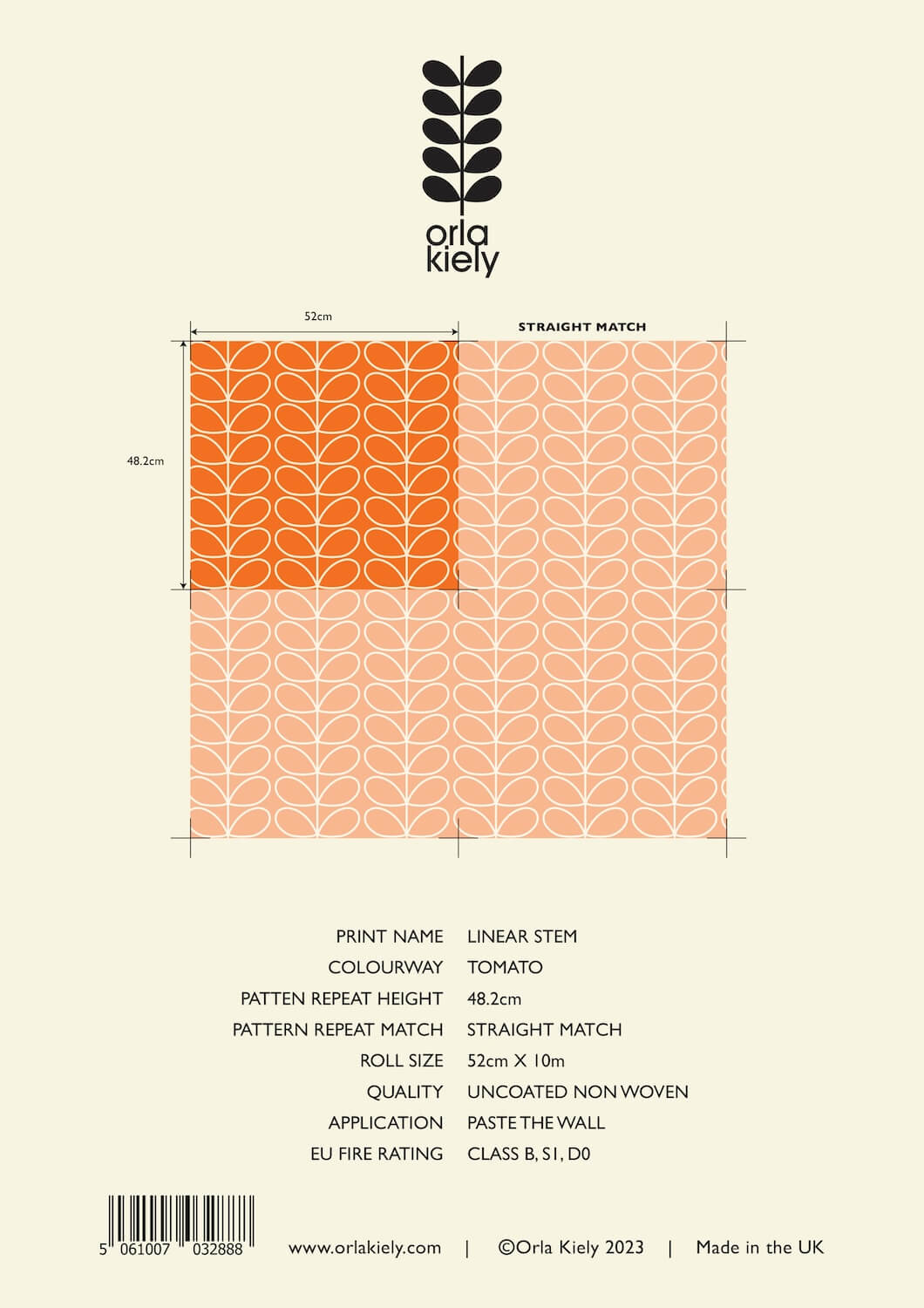 Linear Stem Tomato Wallpaper - 52cm x 10m ROW