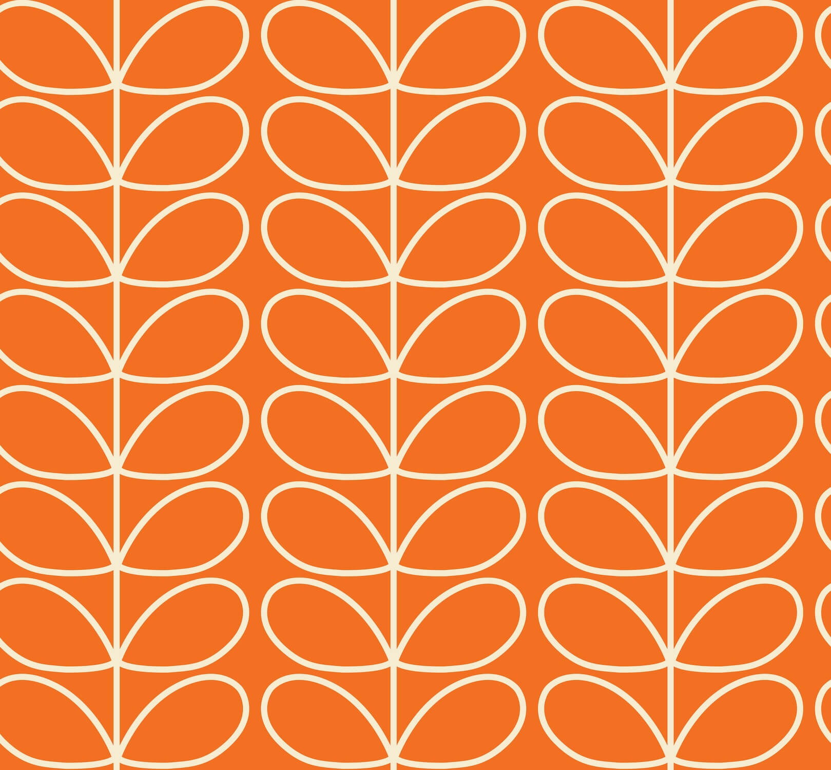 Linear Stem Tomato Wallpaper in Orange Artwork by Orla Kiely