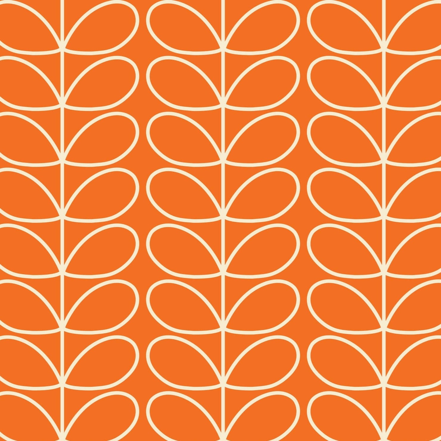 Linear Stem Tomato Wallpaper in Orange by Orla Kiely