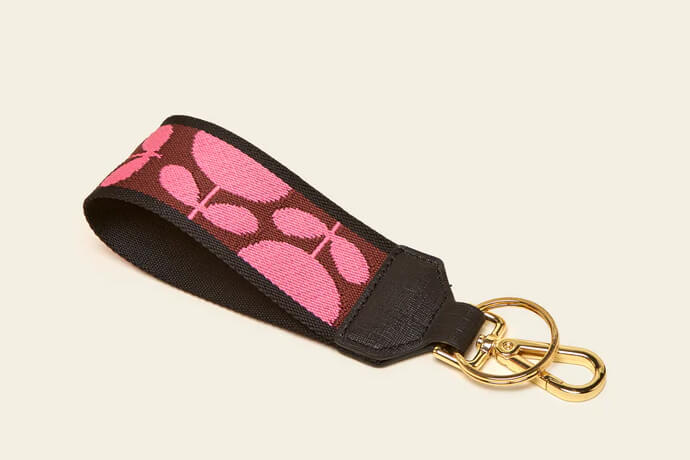 Pink and black Orla Kiely key ring
