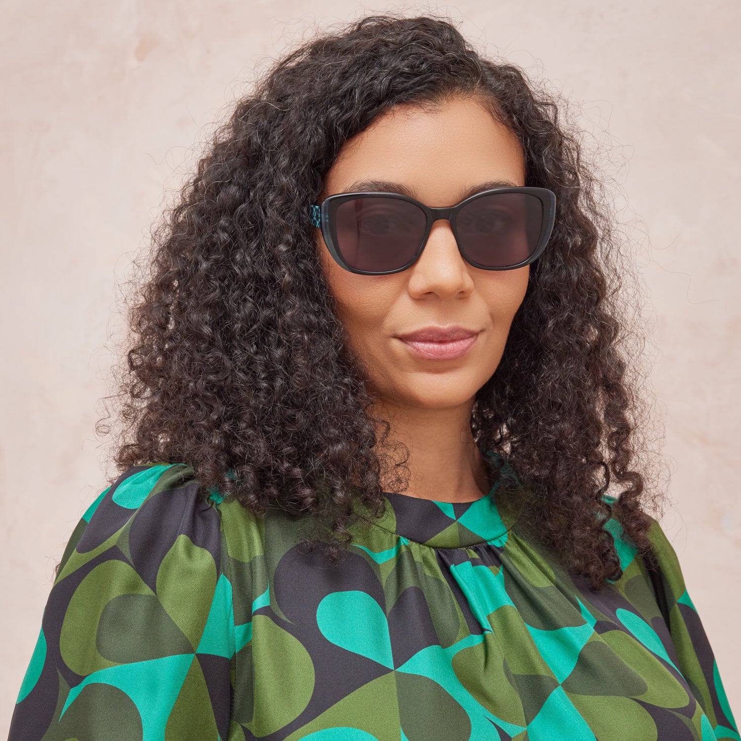 Azalea Sunglasses -  Turquoise & Puzzle Flower Teal