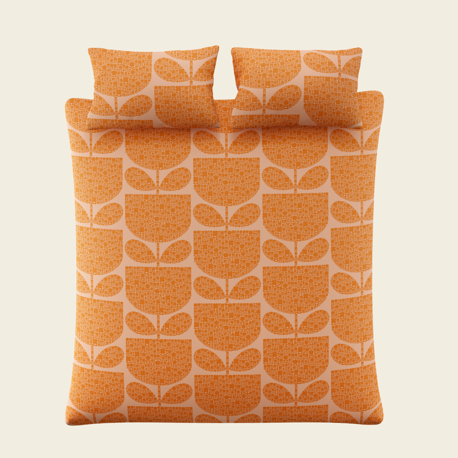 Block Garden Bed Linen Set - Orange Sorbet